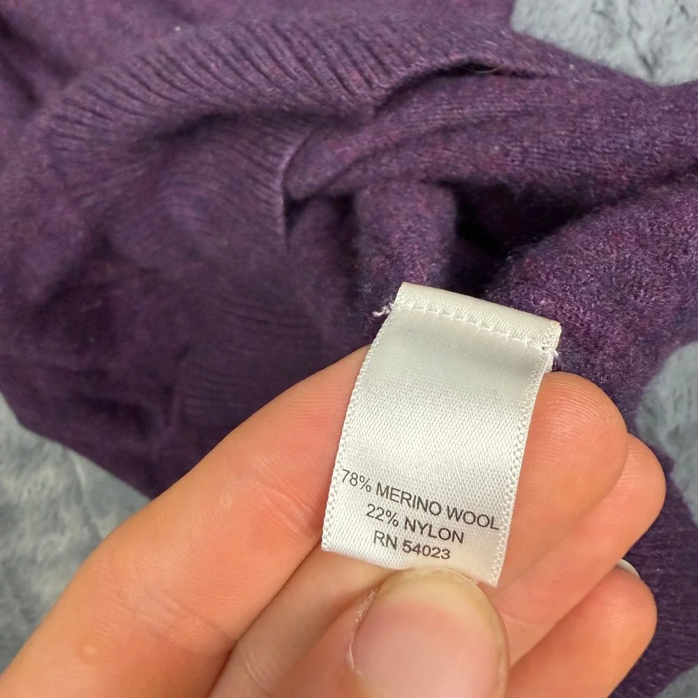 Banana Republic Mens Purple Merino Wool Blend Mock Neck Snap Button Sweater M